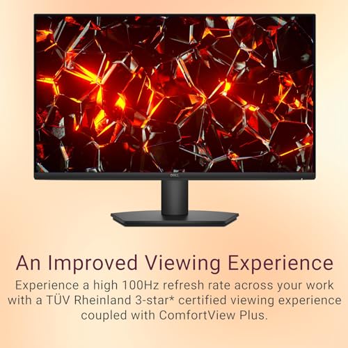 Image of Dell 27 inch Full HD Computer Monitor, 1080p IPS Display, 100Hz Refresh Rate for Smooth Motion, Hardware-Based Comfortview Plus Blue Light Filter, Ultra-Thin Bezel, HDMI & VGA Ports, VESA Mountable