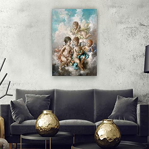 Angel Wall Art Vintage Cherubs Making Baby Poster Decor Room Canvas Paintings For Bathroom Pictures For Bedroom Modern Angel Decorations For Home Painting Artwork Wall Prints For Office (12X18Inch(30X45Cm),Framed) #TOP4