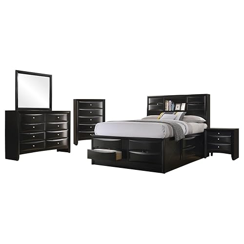 Isabel Black 5-Piece Storage Bedroom Set - Wood Black -