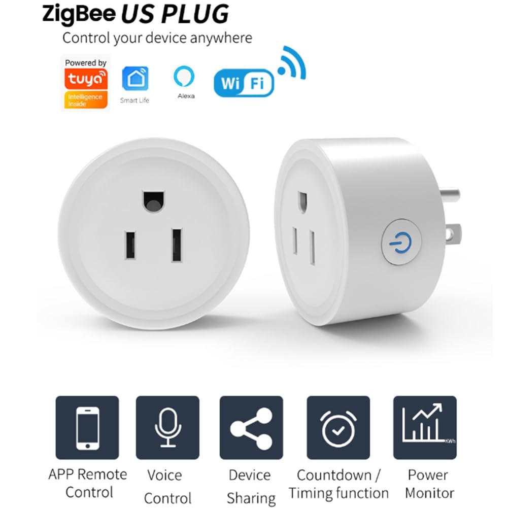 TUYA 20A Smart Plug Zigbee Socket with Power Monitor Timing Function Voice Control Works US Plug — view 3