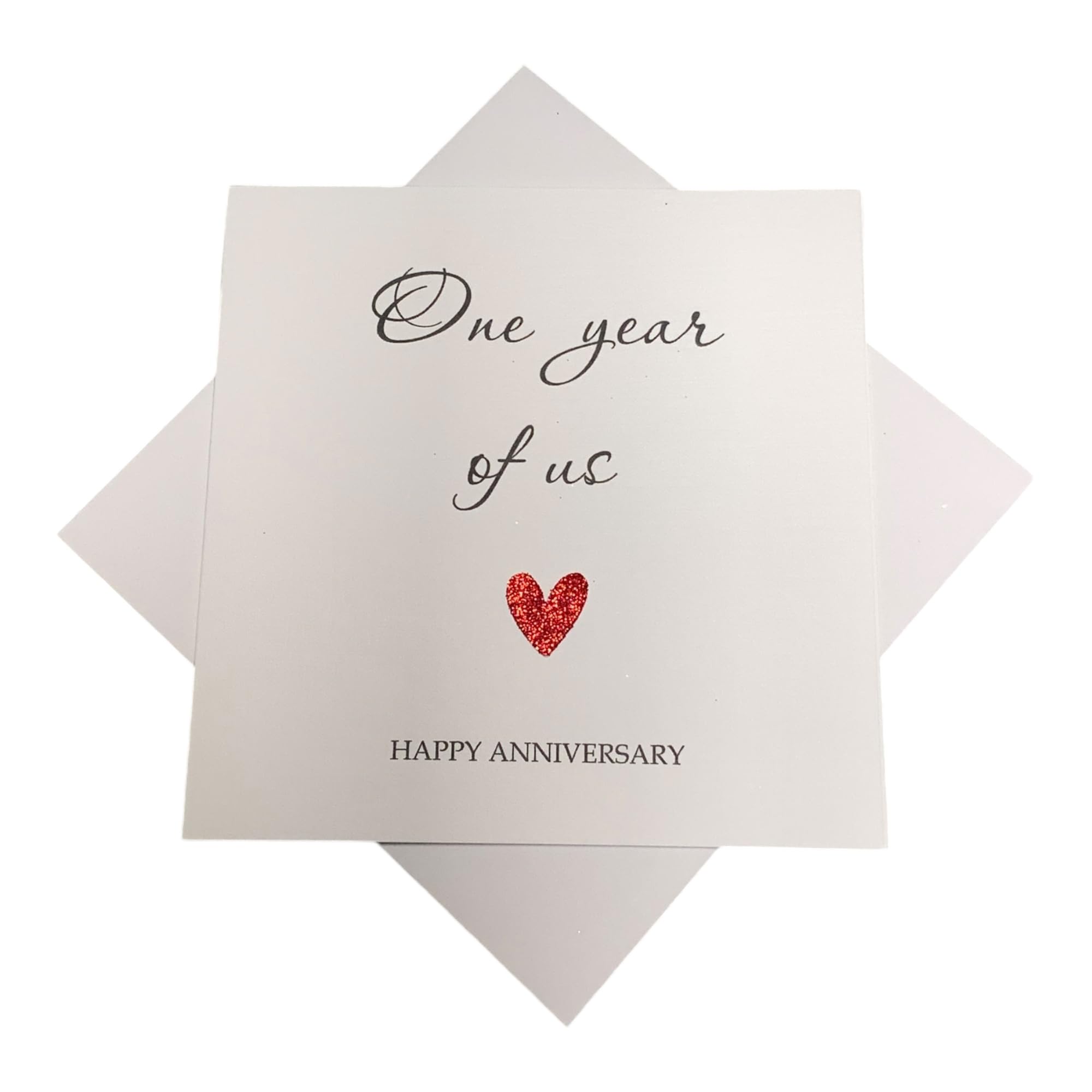 1st Anniversary Card - Paper 1 Year First Personalised Gift for Wife Husband Boyfriend Girlfriend Partner - Choose Glitter Heart - Various Designs (Year Of Us)