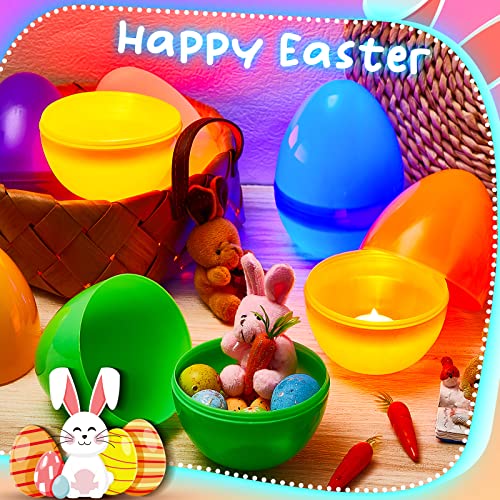 20 Pcs Jumbo Plastic Glow Easter Eggs 6'' Tall Fillable Light Up Easter Eggs For Bedroom Candy Party Camping Decorations Gifts Kids Glow In The Dark Eggs Easter Basket Stuff With 20 Led Tea Lights #TOP3