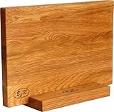 B4K Tagliere in rovere 30 x 20 x 2,2 cm, con supporto, realizzato a mano, oliato e antibatterico, utilizzabile su entrambi i lati, versatile come tagliere da cucina, tagliere e tagliere da portata