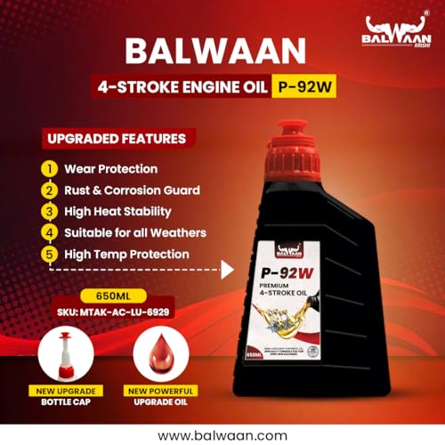 Image of BALWAAN Krishi Premium 4-Stroke Engine Oil, 650ml, High Heat Stability, Rust Guard, All Weather Protection & Suitable with all 4-stroke engines up to 7.5 hp. | Pack of 2 | P-92W