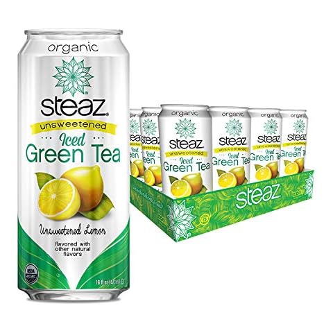 Steaz Organic Iced Green Tea, Lemon Unsweetened, 16 oz (Pack of 12) Cover