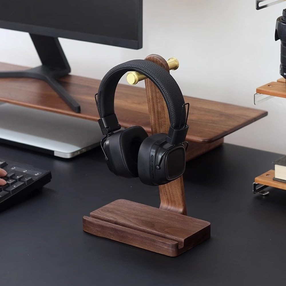 Supporto for Cuffie da scrivania - Supporto for Cuffie da scrivania in Legno massello - Supporto for Cuffie da Gioco, Supporto da scrivania for Cuffie Resistente in Legno