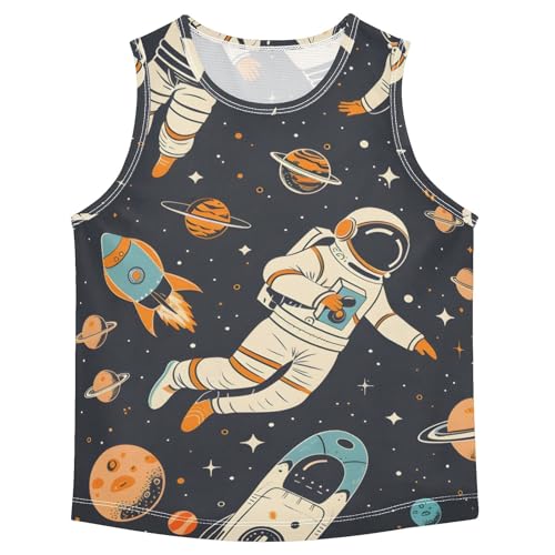 Boys' Tank Top Shirt Astronauts in Sport Activities with Spaceships and Planets Sleeveless T-Shirts
