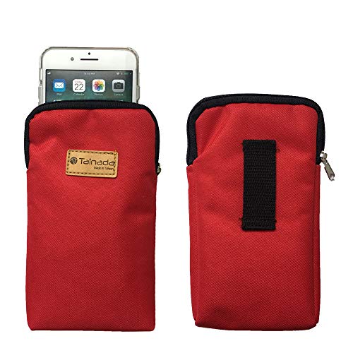 Tainada Universal Phone Sleeve Pouch Carrying Zipper Case with Belt Loop Holster for iPhone 11, 11 Pro Max, Xs Max, XR, Samsung a50, a30, a20,a10e, a10, OnePlus 7 Pro, Google Pixel 4 XL & More! (Red)