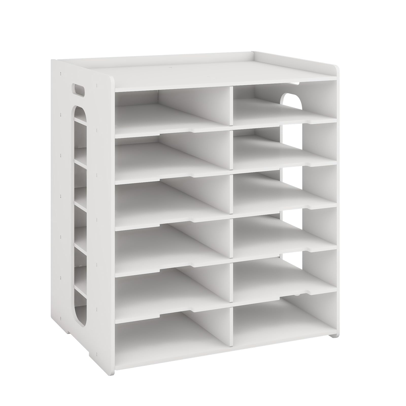 PUNCIA 12 Fächer Rechnungsregal für A5-Formate PVC Briefablage Aktenablage | Schreibtisch Organizer für Rechnung Büroablage Ordnungssystem Ablagefächer aus Holz Büro Arbeitszimmer Schule Office