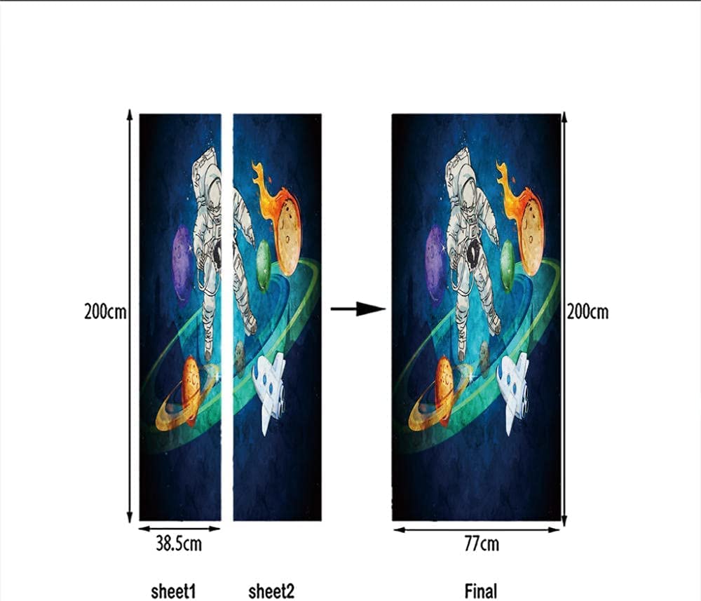 Adesivo Per Porta 3D Con Astronauta – Decalcomania Spaziale 90x210 Cm, Rimovibile In Vinile Per Camera Da Letto E Soggiorno
