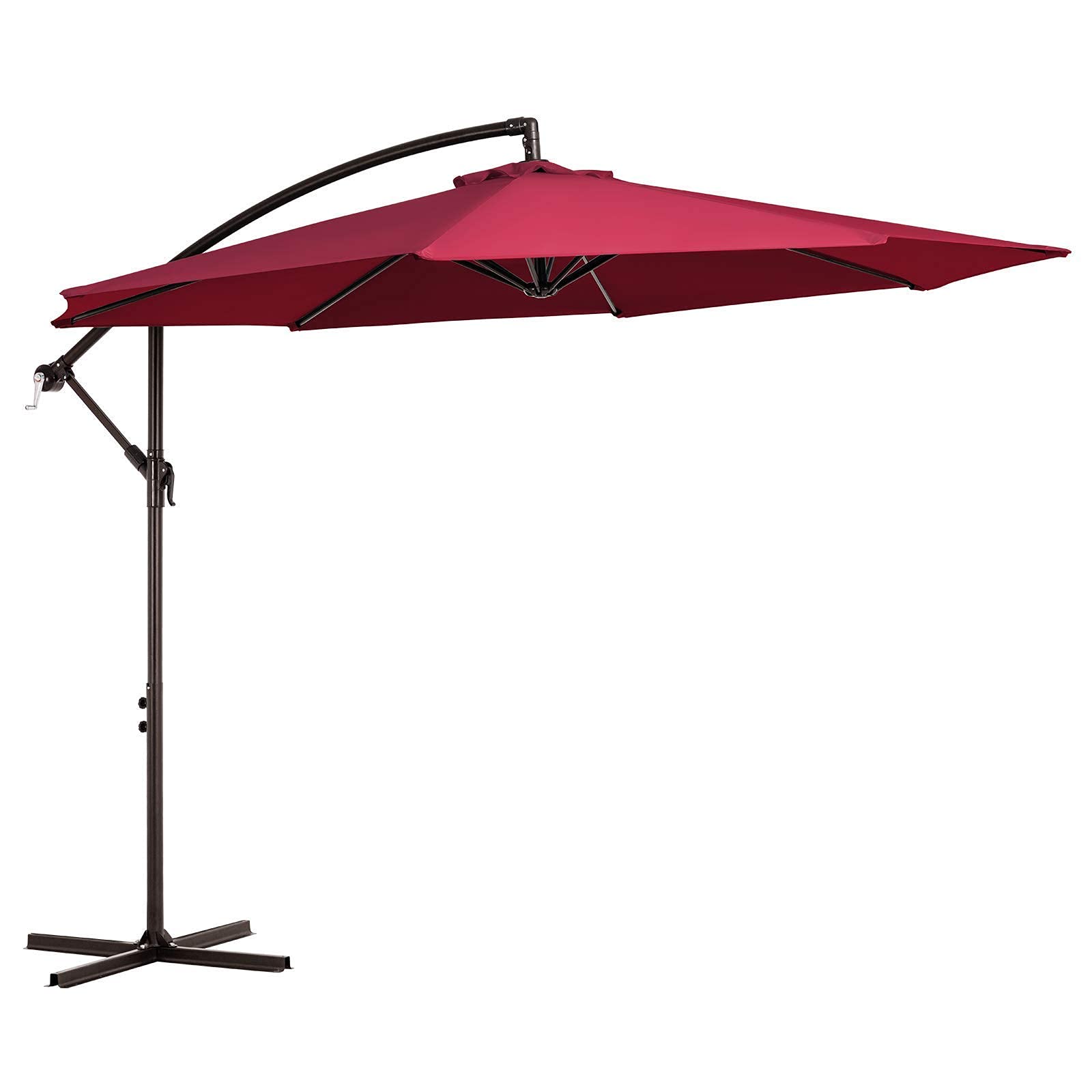 JEAREY 10ft Outdoor Umbrella Backyard Offset Patio Umbrella Cantilever Umbrella Hanging Market Garden Umbrellas with Crank & Cross Base