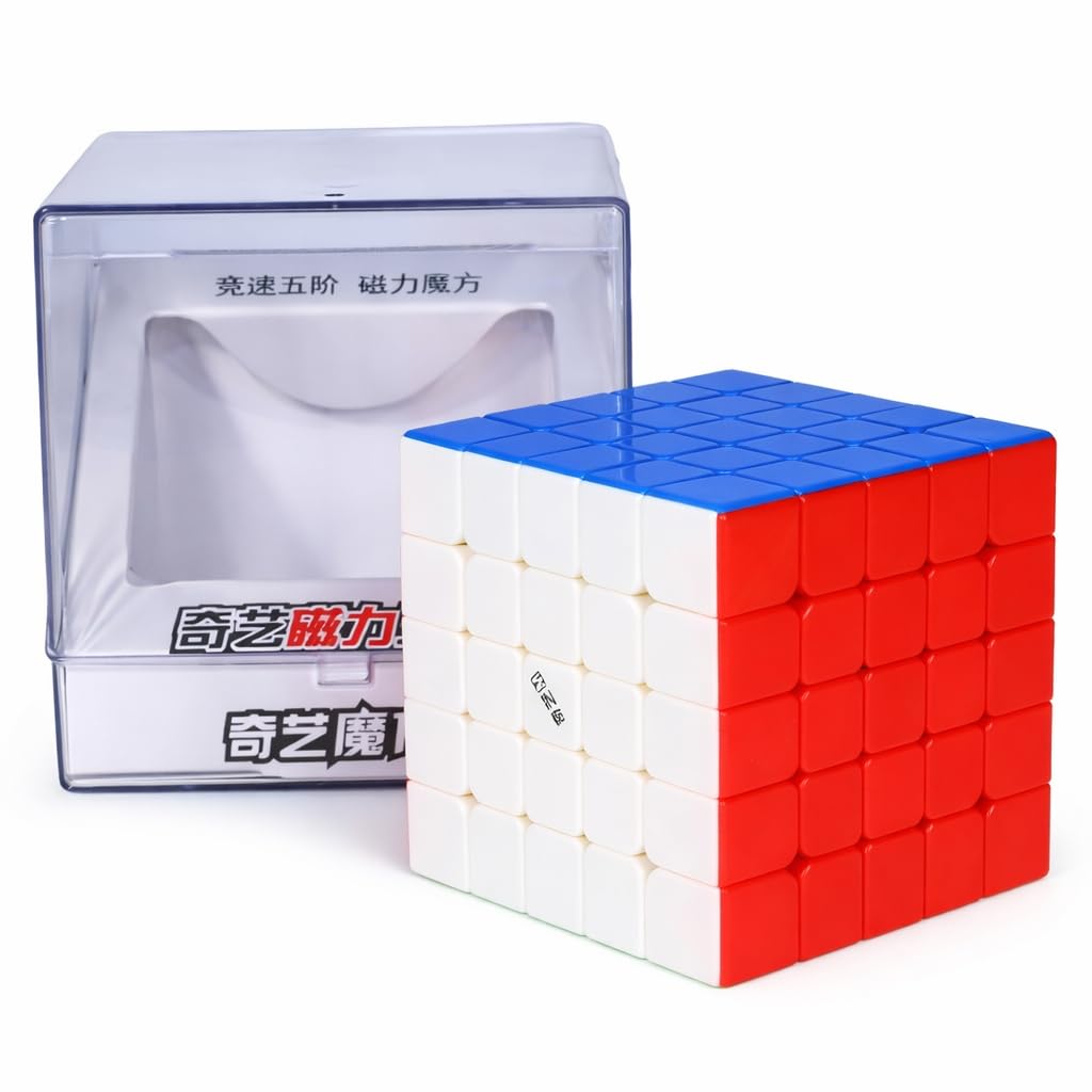 QiYi - Cubo magnetico senza adesivi, 5 x 5, liscio e resistente, da 65 mm, con magneti moderati, colori vivaci, design anti-pop e rotazione costante per principianti e speedcuber