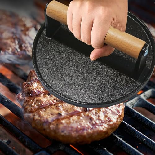 Presse à hamburger ronde ergonomique pour cuisson grill - 5