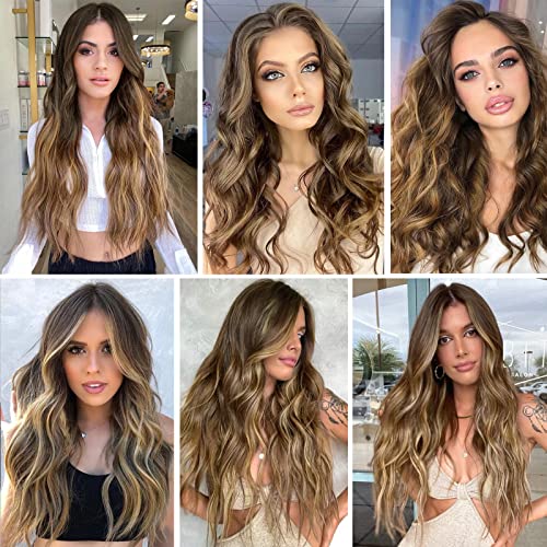 Dee Thens Clip in Hair Extension for Women with Clip in Curl Wavy Hair Extensions Thick Hairpiece Wavy Full Head 3PCS 20 Inches 260g…