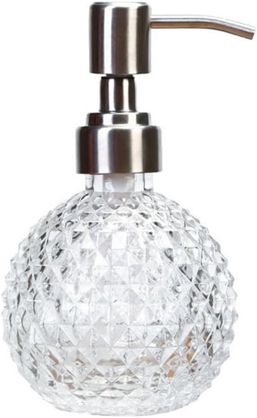 8 Oz Clear Glass Soap Dispenser Jar Vintage Spherical Hand Soap Dispenser Lotion Soap Dispenser Bottle with Silver Stainless Steel Pump for Essential Oil Shampoo Body Wash Kitchen Bathroom