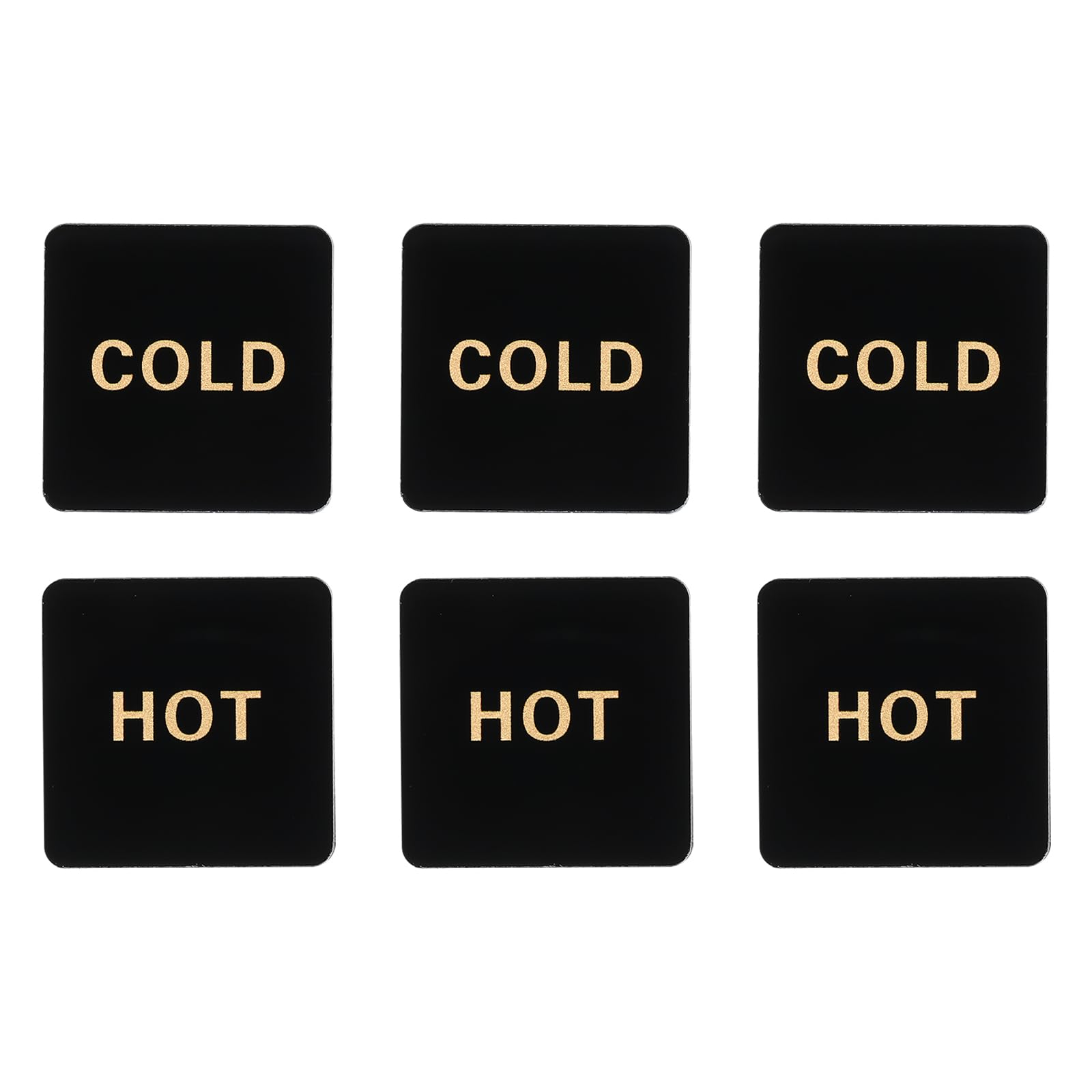 PATIKIL Self Stick Hot/Cold Water Label, 3 works/6 Pack Acrylic Square Shape Sticker Signs for Faucets Sinks Black