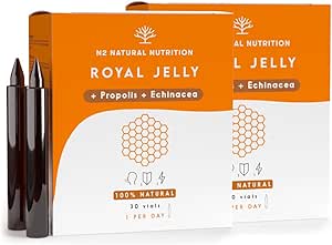 Jalea Real con Propóleo, Vitamina C y Equinacea 2000mg. Suministro 60 Días. Para Adultos y Niños. Vitaminas para el Cansancio. Refuerza el Organismo y el Sistema Inmunologico. N2 Natural Nutrition