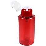 10oz Push Down Pump Dispenser Flip Top Cap Refillable Empty Bottle - Color: Red - Lockable Travel Cosmetic Packaging Empty Bottle for Nail Polish Manicure