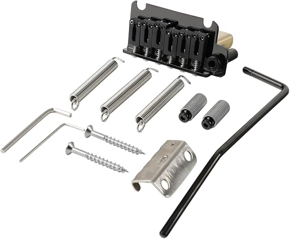 2-Point Electric Guitar Bridge Black 54mm Tremolo Bridge with Brass Block and Steel Saddles Fit for 6 String Start St Electric Guitar Replacement Parts