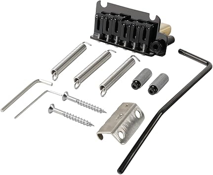 2-Point Electric Guitar Bridge Black 54mm Tremolo Bridge with Brass Block and Steel Saddles Fit for 6 String Start St Electric Guitar Replacement Parts