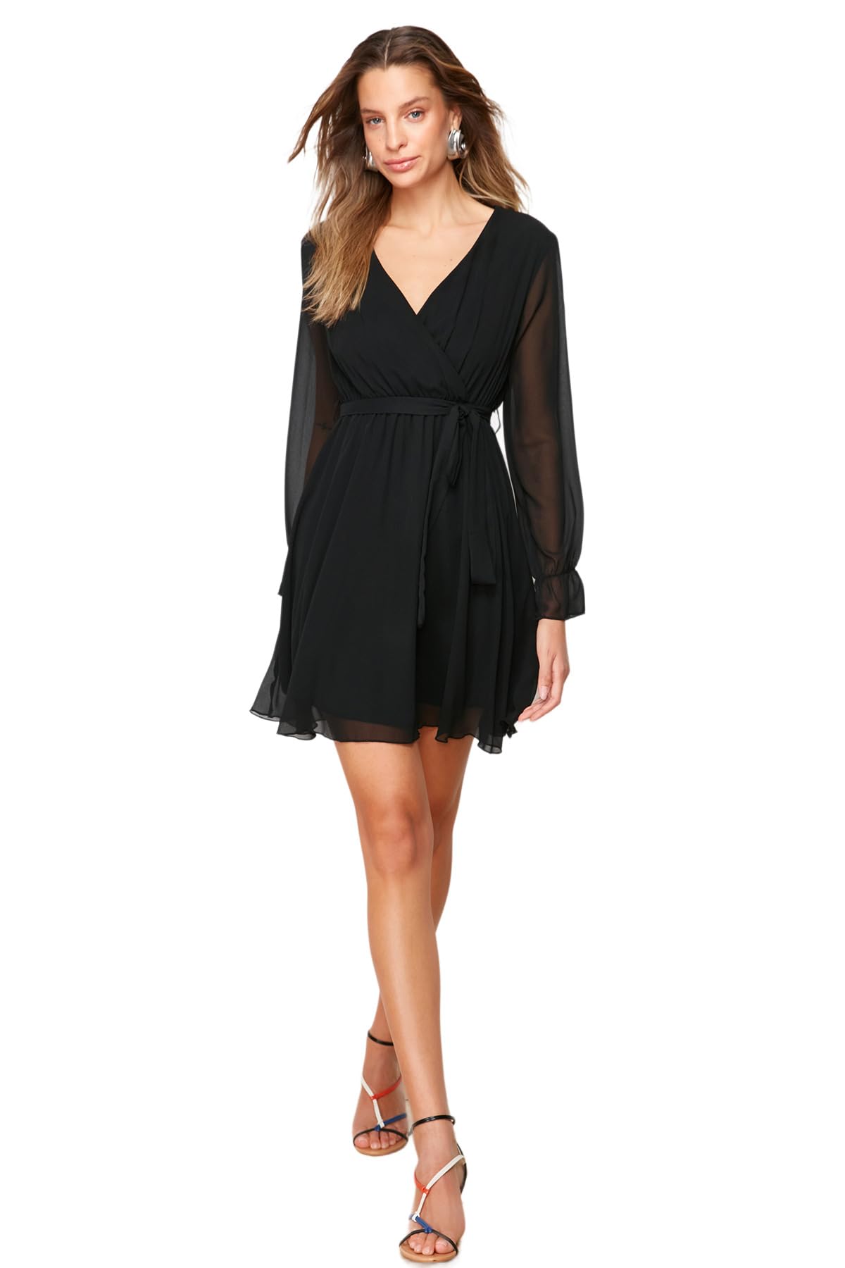 Trendyol Woman Basics Midi Skater Fitted Woven Dresses Schwarz