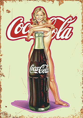 Coca Cola Plaque murale vintage en métal avec inscription « Kitchen Drink Pop » Taille S A5 200 x 150 mm