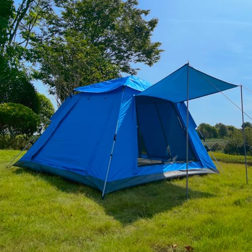 POCO DIVO Blue Instant Camping Tent, 2/3/4 People Automatic Dome, Pop-up Windproof Family Trip Camp, Backpacking Easy Setup Canopy, Hiking Mountaineering Hut, Waterproof UV-Resistant Durable Shelter