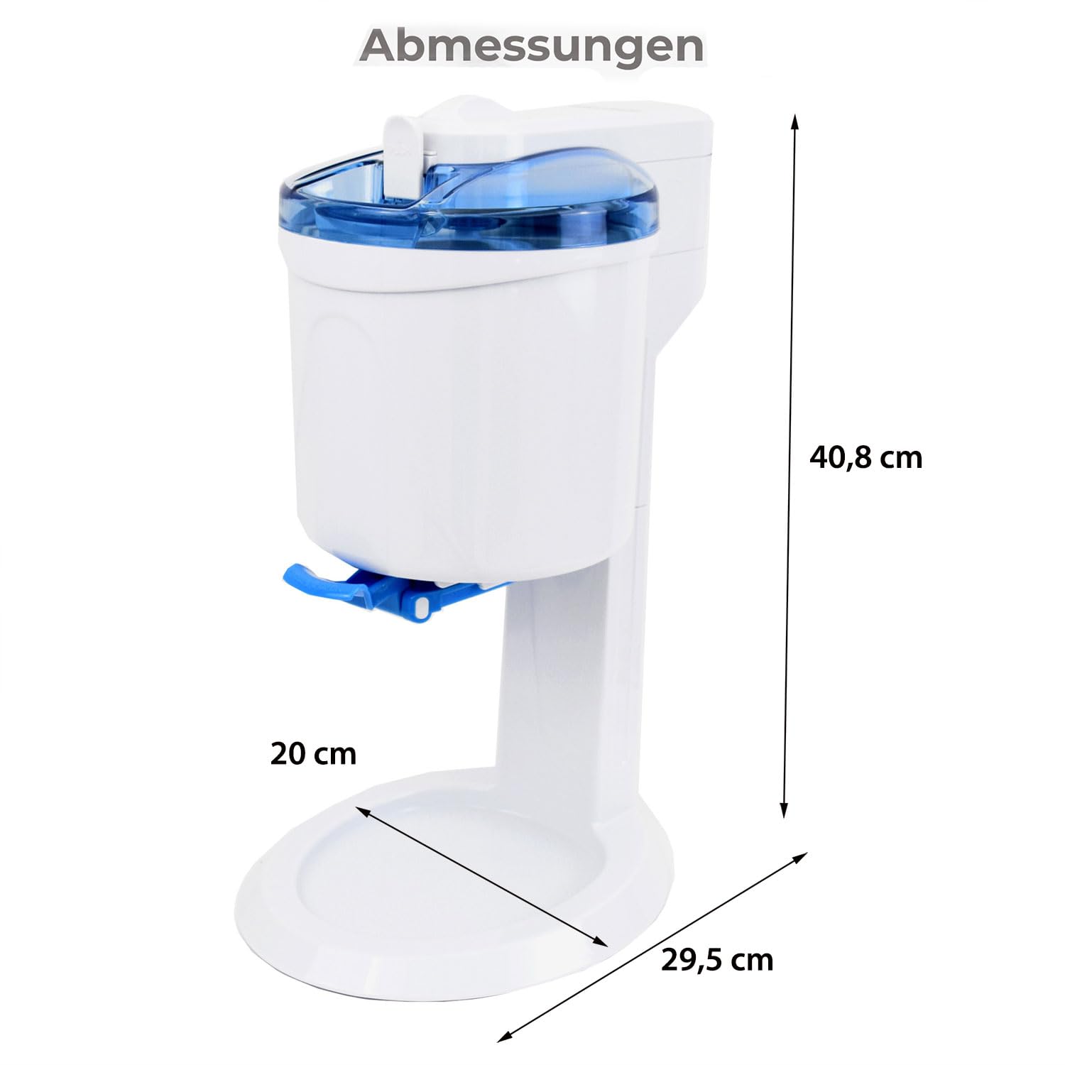 Gino Gelati Softeismaschine | Eismaschine für Zuhause | 1L Kapzität | schnelle Zubereitung ca. 20 Min | einfache Bedienung | ohne Kompressor | Blau/Weiß