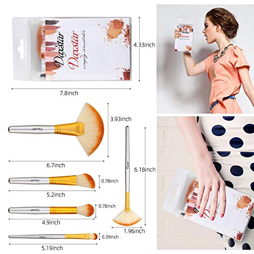 Champagne Makeup Brushes, Cosmetic Brush Set for Foundation Eyeshadow Blending Blush Concealer Cruelty-Free Synthetic Fiber Bristles with Travel Makeup Bag
