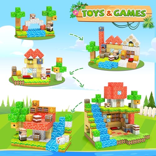 Image of Magnetic Blocks,Birthday Gift Toys for 3 4 5 6 7 8 Year Old Boys & Girls, | Farm Animals, STEM Sensory Magnet Cubes, Montessori Educational Toys