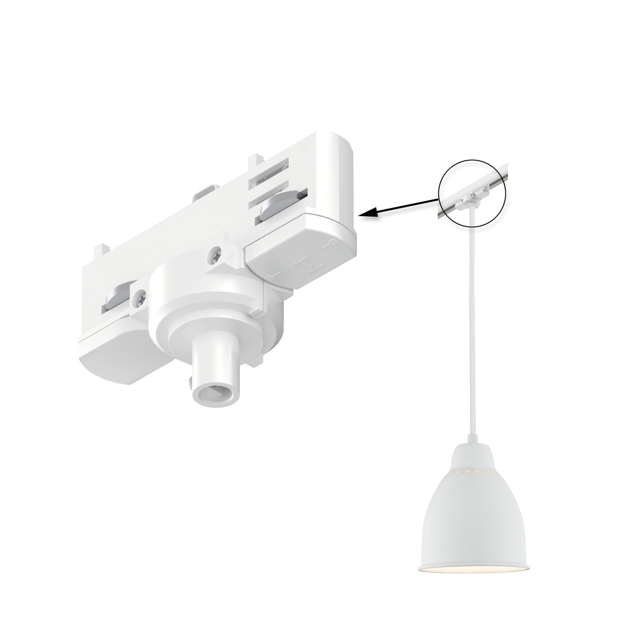 Paulmann 91386 Sistema ProRail3 Adaptador de péndulo Universal máx. 1.150W 230V Blanco Riel de Techo de Metal y plástico