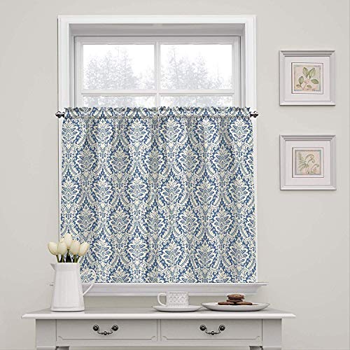 Waverly Donnington Short Cafe Tiers Rod Pocket Curtains for Kitchen and Bathroom, Double Panel, 52