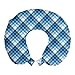 ABAKUHAUS Marina de Tela Escocesa Cojín de Viaje para Soporte de Cuello, Líneas diagonales abstractas, de Espuma con Memoria Respirable y Cómoda, 30x30 cm, Sky Blue Sky Blue