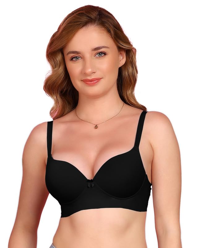 Invisi-Fit Bonded Seamless Push-Up Bra | 3/4th Coverage | Wire Free | Make Appearance 2 Cup Sizes Bigger | No Elastic at Bottom Band and Side Wings | Pack of 1 |-image-6