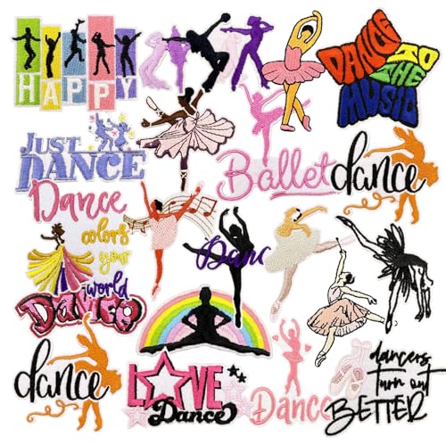 20 Pcs Dancing Girl Embroidered Iron On Patch, Dance Ballet Girl Ballerina Dancer Iron On Patches, Decorative Appliques for Clothing Jackets Hats Backpacks,DIY Crafts Gifts for Girls Dancers