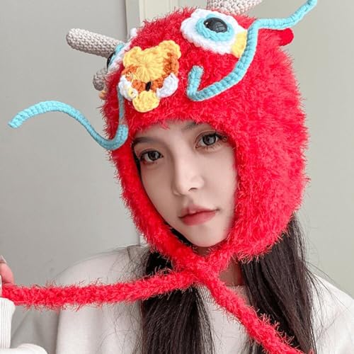 Gorro de dragón de dibujos animados para paseos en el frío 8