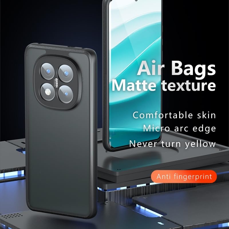 Image of Matte PC+TPU Phone Case for Redmi Note 14 Pro Plus 5G Air Bag Protection, Anti-Fingerprint, Never Turns Yellow, Micro Arc Edge, Skin-Friendly Feel, Camera Protection, Black