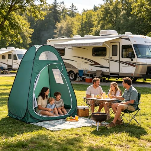 Pop Up Shower Tent - Refugio de Privacidad para Camping, Playa y Senderismo, Tienda de Cambio y Baño Portátil de 6.2 pies con Bolsa de Transporte, Resistente al Agua y Protección UV para Actividades al Aire Libre, Verde miniatura 4