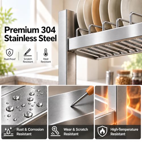 COMFYHOME Stainless Steel Over Sink Dish Rack Silver - Image 4
