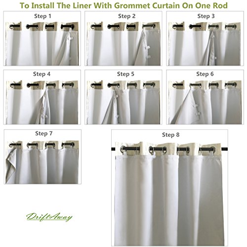 Driftaway Thermal Insulated Blackout Curtain Liner 2 Panels Each Liner Size 50 Inch By 80 Inch Rings Included #TOP5