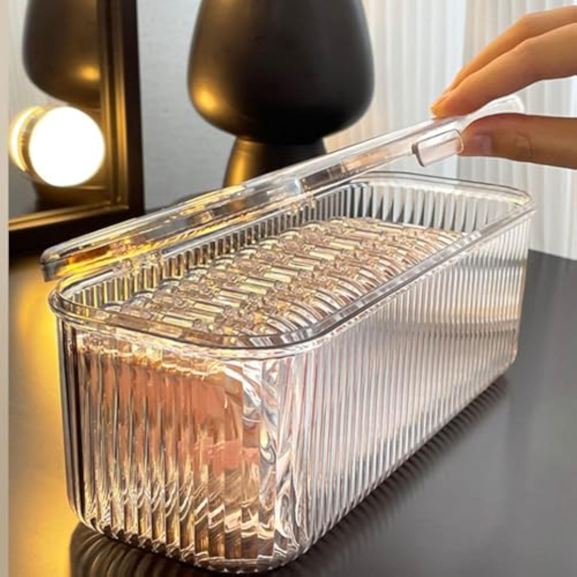 Transparent Nail Art Storage Box with Lid, Compact Case
