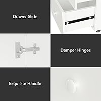 Vista 4 de Nail Tech - Escritorio de uñas para Nail Tech de 47 pulgadas, mesa de manicura con cajones/almohadilla de muñeca/ruedas bloqueables, estación