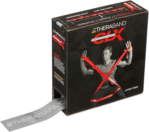 TheraBand CLX banda de resistencia con bucles consecutivos, sin látex, banda profesional para terapia física, pilates de parte inferior, rutinas de