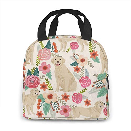Antspuent SIBALIU486-120353789 Golden Retriever Floral Dogs Lunch Bag thumb #3