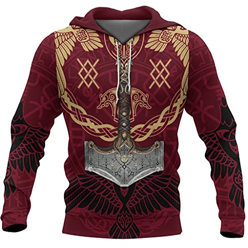 Sweat à capuche Viking ample pour homme adepte de tatouage nordique