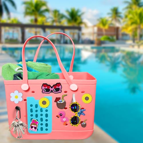 Palksky Phone Holder for Bogg Bag, Beach Bags Cell Phone Holder Silicone, Beach Tote Bag Attachments Accessories (Blue)3