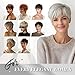 FESHFEN Pixie Cut Wigs Synthetic Short Brown Pixie Haircut Wig with Bangs Glueless Layered Wig Wavy Wigs for Women