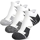 Hylaea No Show Running Athletic Anti-Blister Wicking Coolmax Socks, Seamless Anti-odor 3 Pairs Black Grey White Large