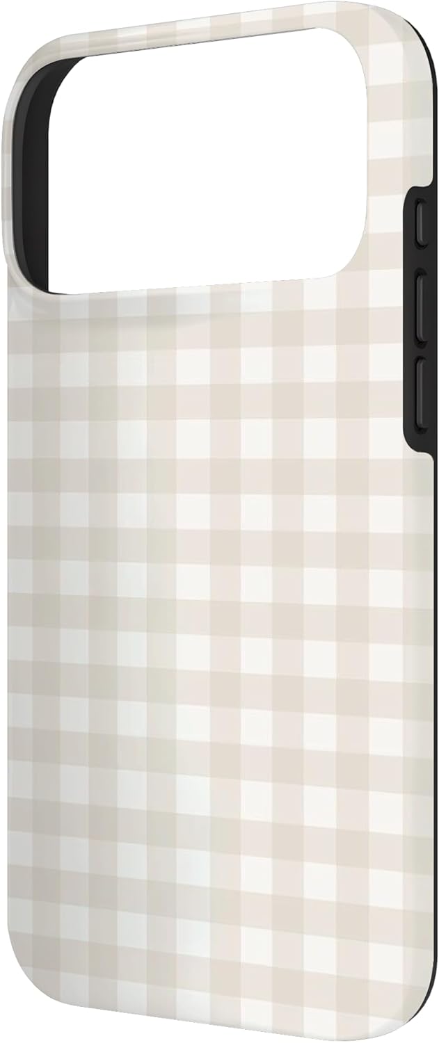 Fall Autumn Vintage Brown Beige Neutral Tan Gingham Plaid Case for iPhone 17 Pro Max