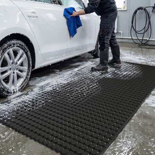 jxgzyy Ringgummimatte Antirutschmatte Schmutzfangmatte Gummimatte fußmatte außen Drainagematte für Eingangsbereich, Garage, Küche & Außenbereich 100 x 150cm